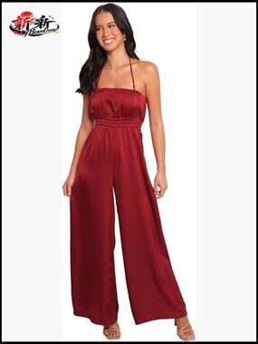 Detachable Halter Neck Jumpsuit with Wide Leg Style